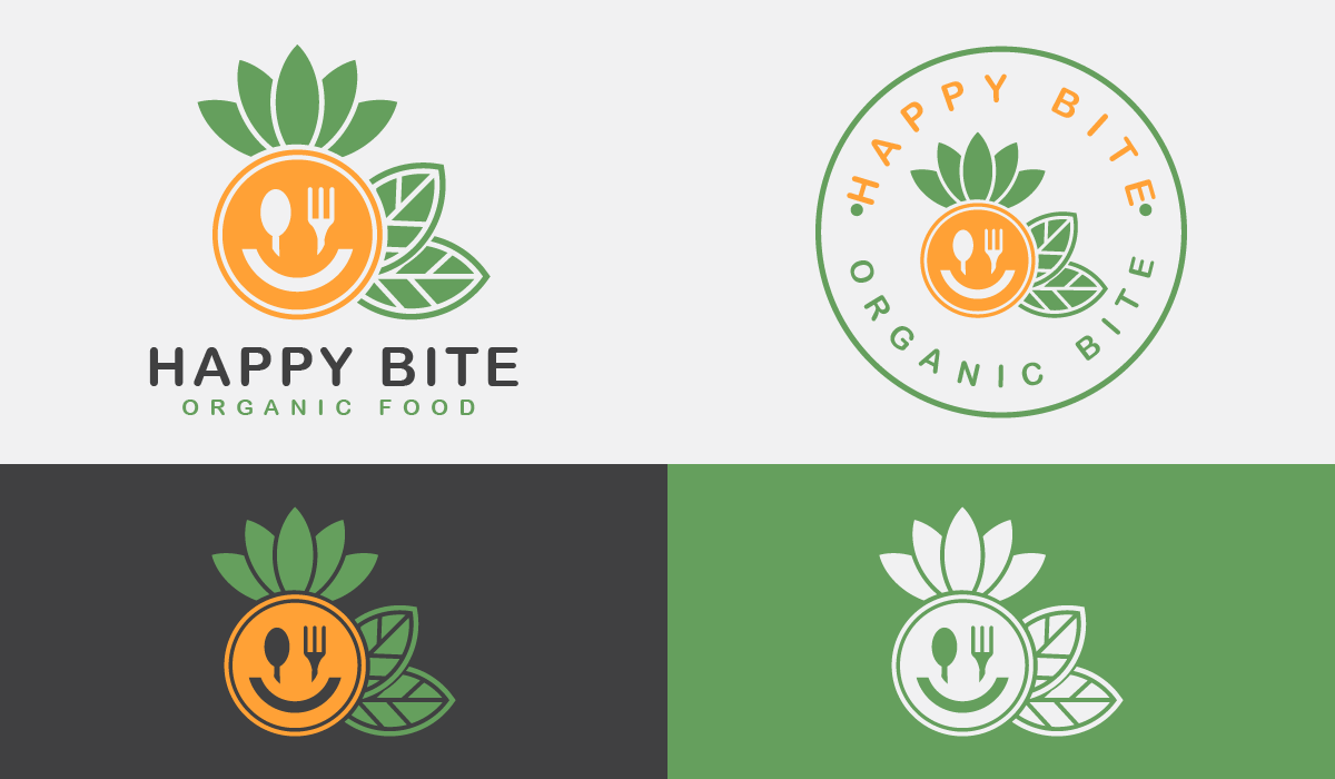 Happy Bite Organic Food Logo Template